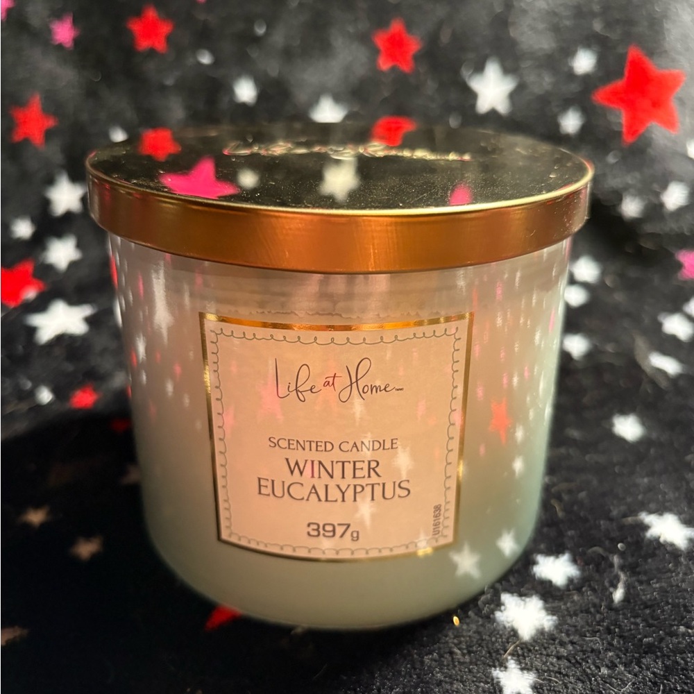 Life at Home Winter Eucalyptus Scented Candle - Gold and Cream